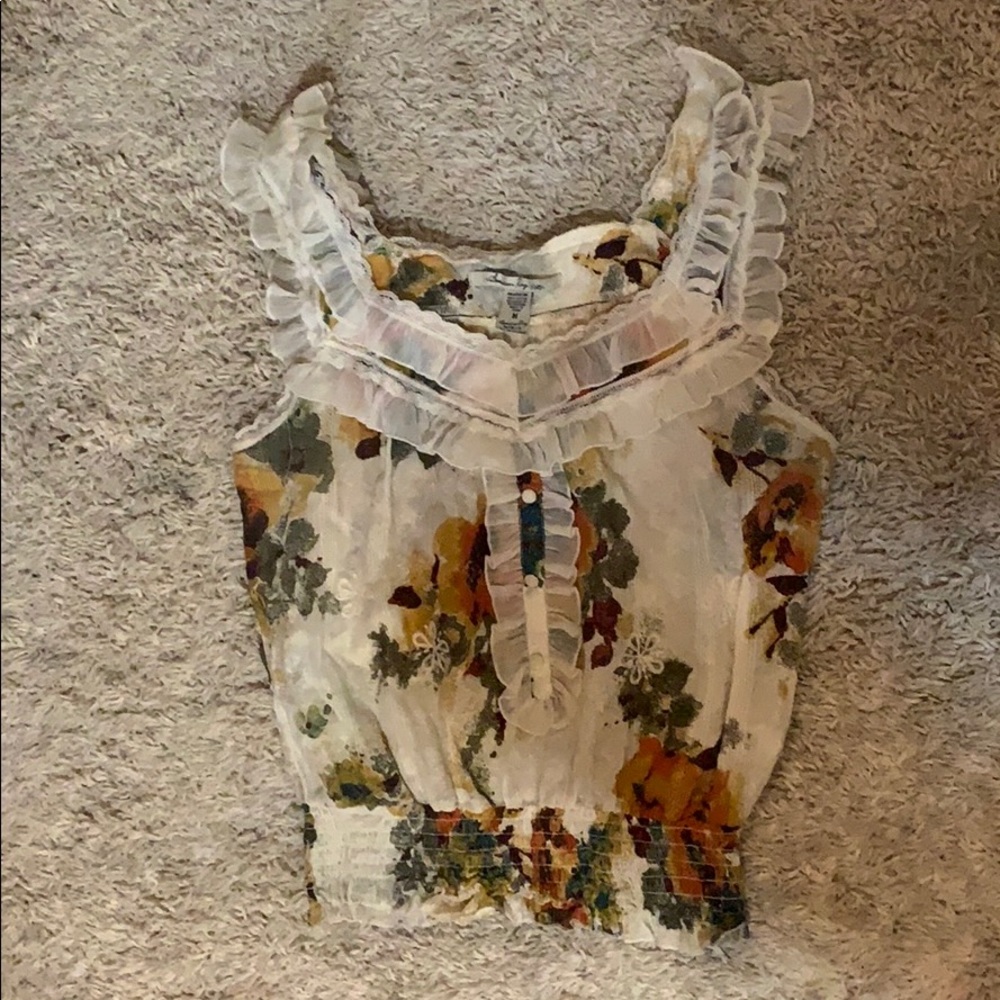 Fall colored floral and cream tank top